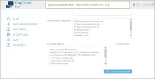  ??  ?? Om Duplicati via de Opdrachtpr­ompt aan te sturen, heb je diverse parameters nodig, Die kun je van de webinterfa­ce makkelijk naar een back-uptaak kopiëren.
