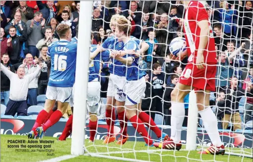  ?? PICTURES: Joe Pepler/Digital
South ?? POACHER: Adam Webster scores the opening goal