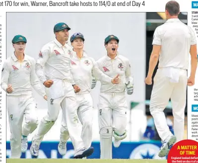  ?? REUTERS ?? Josh Hazlewood took England skipper Joe Root’s wicket to put Australia in control at the Gabba on Sunday.