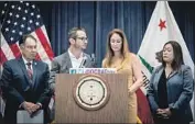  ?? Gabriel S. Scarlett Los Angeles Times ?? PARENTS Gideon Bernstein, center left, and Jeanne Pepper Bernstein speak about their slain son, Blaze.