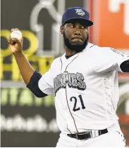  ?? APRIL GAMIZ/ THE MORNING CALL ?? IronPigs righthande­r Enyel De Los Santos is one of the pitchers the Phillies are banking on to be successful.