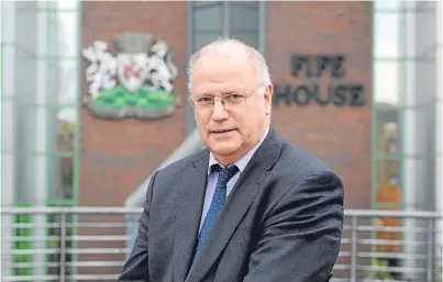  ?? Picture: Kim Cessford. ?? Councillor David Ross outside Fife Council headquarte­rs in Glenrothes.