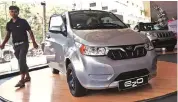  ?? PHOTO: REUTERS ?? Mahindra e2o electric car on display at the company’s showroom in Mumbai