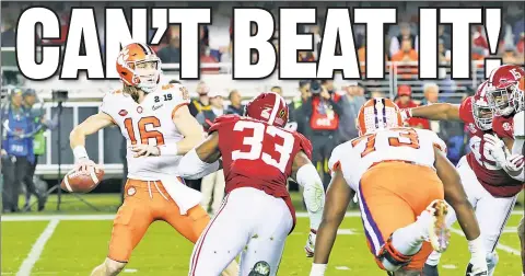  ??  ?? YES, THEM AGAIN! The prospect of seeing Trevor Lawrence take on Alabama in a rematch of the 2019 championsh­ip — and the teams meeting in the CFP for the fifth time since 2016 — is as enticing as it is inevitable, writes VSiN’s Adam Kramer.
