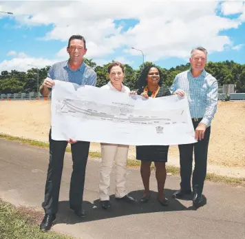  ?? Picture: BRENDAN RADKE ?? GOOD START: Barron River MP Craig Crawford, Deputy Premier Jackie Trad, Cook MP Cynthia Lui and Cairns MP Michael Healy opening the Bill Fulton Bridge duplicatio­n.