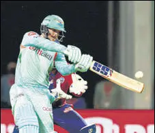  ?? BCCI ?? LSG’S Quinton De Kock on way to a match-winning 80 off 52 balls against Delhi Capitals at the DY Patil Stadium on Thursday.