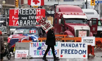  ?? Photograph: Dave Chan/AFP/Getty Images ?? ‘In pursuing these selfish freedoms, the organisers reinforce the neoliberal policies – such as the crushing of organised labour – that helped cause impoverish­ment.’