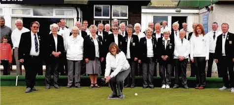  ??  ?? Opening day
Riverside Bowling Club’s season began on Saturday with President John White’s wife Trish throwing the opening jack