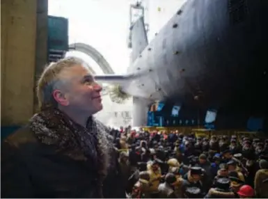  ??  ?? Malachite Design Bureau CEO Vladimir Dorofeev watches as Kazan heads out to be launched (all photos: Oleg Kuleshov)