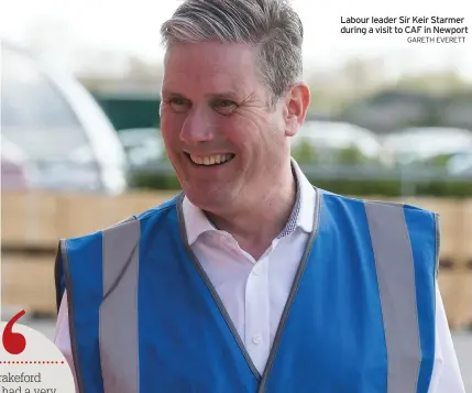  ?? GARETH EVERETT ?? Labour leader Sir Keir Starmer during a visit to CAF in Newport