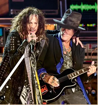  ?? ?? Left: Joe and Steven Tyler rocking the Grammy Awards in 2020