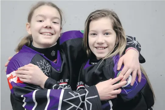  ?? PHOTOS: JULIE OLIVER ?? Yukon team members Kalina Morrison, left, and Tess Morin are part of a special group of invited hockey players from all over Canada taking part in the Bell Capital Cup.