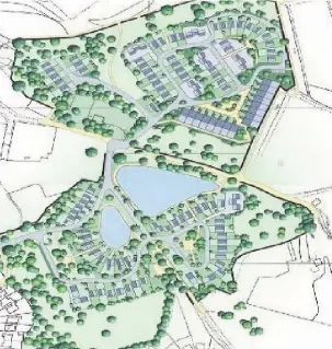  ??  ?? An image of the planned 122 homes on the Devine Fisheries site off Broad Oak Road between Baxenden and Accrington.