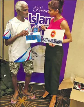  ?? Photo: Suva Marathon ?? From left: Shiri Chand ‘Mushroom' with Island Chill Suva Marathon media officer Josephine Prasad on July 21, 2018.