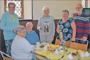  ??  ?? A team of volunteers serve soup lunches every Tuesday and Thursday in aid of St Oran’s Church funds.