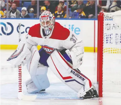  ?? NICHOLAS T. LOVERDE/GETTY IMAGES ?? Habs backup Keith Kinkaid could get the call Sunday against a Minnesota squad that has the NHL’S worst record.