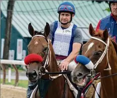  ?? Skip Dickstein / Special to the Times Union ?? Letruska, seen with exercise rider Victor Ofarrill, is being pointed to the Grade I Personal Ensign on Aug. 28.