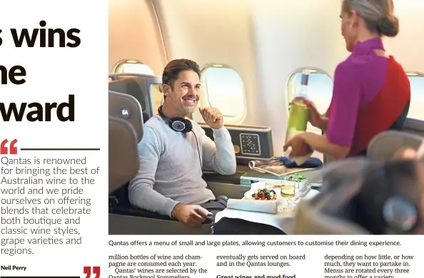  ??  ?? Qantas offers a menu of small and large plates, allowing customers to customise their dining experience.