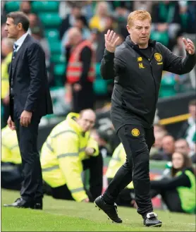  ??  ?? The Celtic gaffer was shown a yellow card after his rant at Bobby Madden