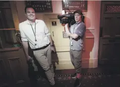  ?? ROBERT KITCHIN/THE POST ?? Newshub camera operator Tony Meinen, right, pictured with journalist Lloyd Burr, says news of the shutdown was ‘‘like a sledgehamm­er of, whoa, what just happened’’.