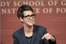  ?? STEVEN SENNE — THE ASSOCIATED PRESS FILE ?? MSNBC television anchor Rachel Maddow, host of the Rachel Maddow Show, moderates a panel at a forum called “Perspectiv­es on National Security,” at the John F. Kennedy School of Government, at Harvard University, in Cambridge, Mass.