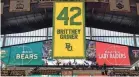  ?? CHRIS JONES/USA TODAY SPORTS ?? Brittney Griner has her No. 42 retired by Baylor before Sunday’s game.