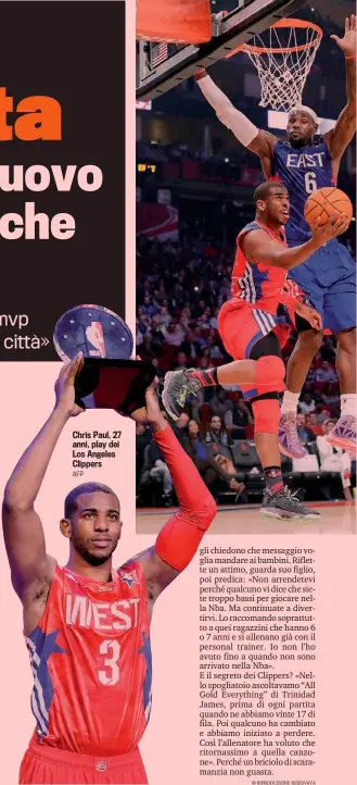  ?? AFP ?? Chris Paul, 27 anni, play dei Los Angeles Clippers