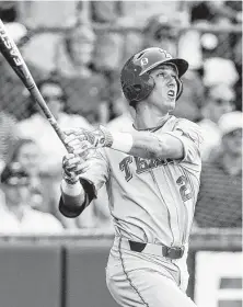  ?? Tom Reel / San Antonio Express-News ?? Kody Clemens, left, has hit .500 with five home runs and 11 RBIs in six postseason games, but he’ll have a tough time improving on those numbers in today’s battle against Arkansas ace Blaine Knight (12-0, 2.84 ERA).