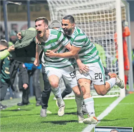  ?? ?? Anthony Ralston can’t hide his delight after his last-gasp winner for Celtic