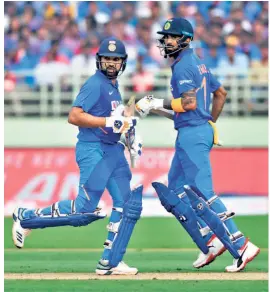  ?? K. R. DEEPAK ?? Batting mainstays: Rohit Sharma and K. L. Rahul have been fairly consistent at the top of the order. Though skipper Virat Kohli had hinted that he could open the batting with Rohit Sharma, it is ideal if he moves to No. 3 to let Rahul do the talking in the Power Play.