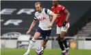  ??  ?? Harry Kane skips clear of Aaron WanBissaka in another display in which his all-round team play stood out. Photograph: Getty Images