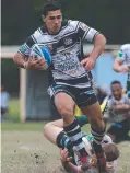  ?? Main picture: ADAM HEAD ?? Jamal Fogarty playing for the Titans under-20s team in 2012 and (insets) for Burleigh and Tweed.