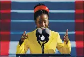  ?? PATRICK SEMANSKY — THE ASSOCIATED PRESS ?? American poet Amanda Gorman reads a poem during the 59th Presidenti­al Inaugurati­on at the U.S. Capitol in Washington.