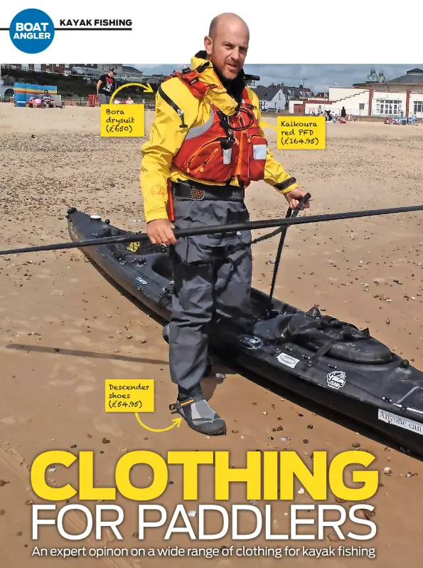  ??  ?? Bora drysuit (£650) Kaikoura red PFD (£164.95) Descender shoes (£54.95)