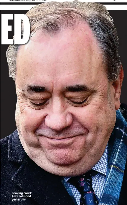  ??  ?? Leaving court: Alex Salmond yesterday