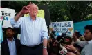  ??  ?? Bernie Sanders stands looks into a detention center for migrant children in Homestead, Florida, on 26 June 2019. The Trump administra­tion announced Monday it would close the facility. Photograph: Rhona Wise/ AFP/Getty Images