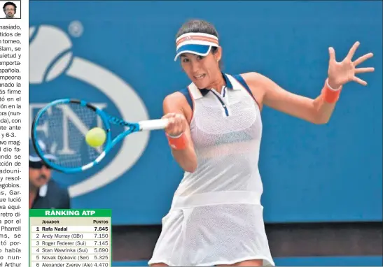  ??  ?? SEGURA. Garbiñe Muguruza golpea la pelota con la derecha durante su partido contra Lepchenko.