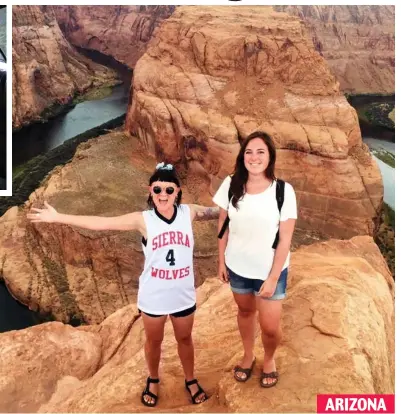  ??  ?? ARIZONA Lilly and Sarah 1,000ft up above a turn in the Colorado River at the Horseshoe Bend overlook