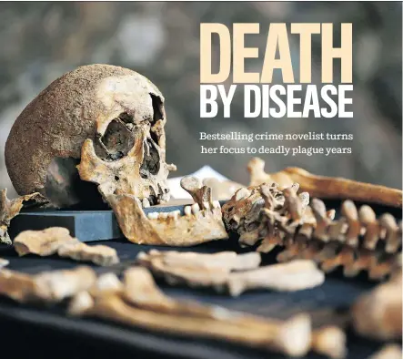  ?? LEFTERIS PITARAKIS/THE ASSOCIATED PRESS ?? Archeologi­sts believe these bones, discovered in London in 2013, came from a cemetery for victims of the Black Death. The plague, which ravaged Europe in the 14th century, is the subject of longtime crime novelist Minette Walters’ latest effort.