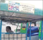  ??  ?? ▪ The couplets written behind an erickshaw and (right) on another erickshaw as it moves in front of Imambada in Lucknow. About a thousand erickshaws have poems pasted already and the initiative is aimed at putting up nearly 5,000 couplets on as many...