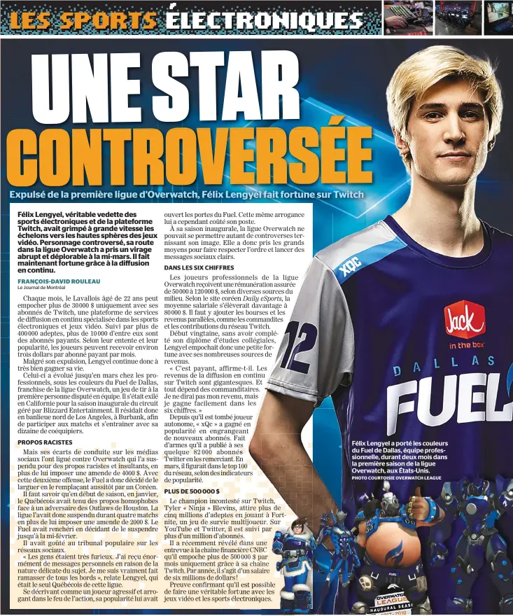  ??  ?? Félix Lengyel a porté les couleurs du Fuel de Dallas, équipe profession­nelle, durant deux mois dans la première saison de la ligue Overwatch, aux États-unis. PHOTO COURTOISIE OVERWATCH LEAGUE