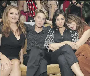  ?? NEILSON BARNARD/GETTY IMAGES ?? Annie Mumolo, left, producer Sophie Watts, Mila Kunis and Kathryn Hahn attend a Bad Moms after-party.