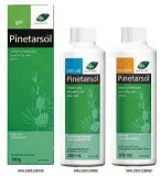 ??  ?? Pinetarsol products such as (from left) Pinetarsol Gel, Bath Oil and Solution help to relieve itchiness and reduce redness.