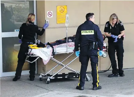  ??  ?? Samson Serjohn was taken to hospital after a shooting outside a South Burnaby housing complex on Nov. 19, 2016. The trial of a youth charged with attempted murder in that shooting is now underway.