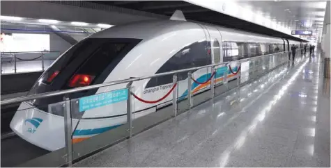  ??  ?? Magnetic levitation, or maglev, trains use powerful magnets to glide along charged tracks at super fast speeds made possible by the lack of friction. A handful of short distance and experiment­al maglev trains are already in operation.