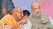  ?? HT PHOTO ?? BJP president Amit Shah and CM Yogi Adityanath in Varanasi on ▪Wednesday.