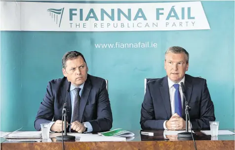  ??  ?? Twitter fallout: Fianna Fail’s Barry Cowen (left) made comments online, and Michael McGrath