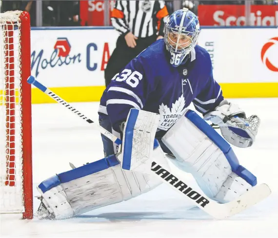  ?? CLAUS ANDERSEN/GETTY IMAGES ?? Toronto Maple Leafs backup goalie Jack Campbell is 3-0-1 with a .919 save percentage and should be given a shot at the starter’s role, says Michael Traikos.