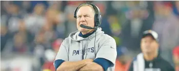  ?? MATT STONE/BOSTON HERALD ?? Patriots head coach Bill Belichick looks on during a game against the Bears on Oct. 24.