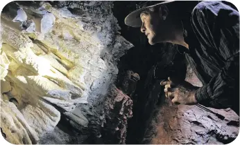  ??  ?? From left: The new tented fly camp at the Cradle of Humankind, from where walks are conducted daily; Guide and geologist Howard Geach discusses prehistory in the Gladysvale cave.